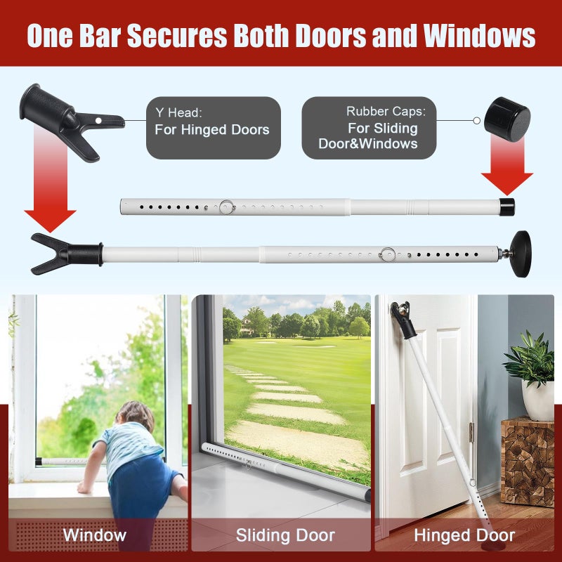 Wefaith Door Security Bar â€“ 600LB Heavy Duty Anti-Slip Door Stopper Jammer Stick,Adjustable 24.5â€“50.7'' Lock Blocker for Home,Apartment&Travel,Portable for Hinged Front & Sliding Patio Doors - Image 5