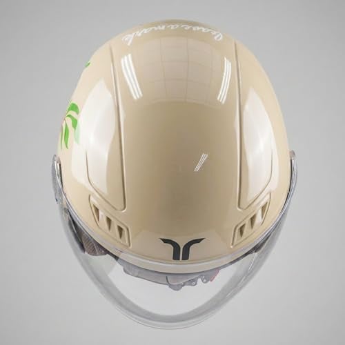 TVARRA Lilt Women's Open Face Helmet for Scooty | Lightweight 750g | Stylish Designer Half Face Helmet with Clear Visor | Designed for Ladies & Girls | ISI Certified (Sandy Beige,M) - Image 5