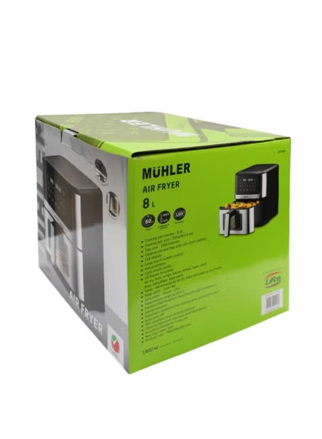 Muhler 8L Air Fryer – 1800W Large Capacity Air Fryer with LED Touch Screen, LFF800 - Image 3