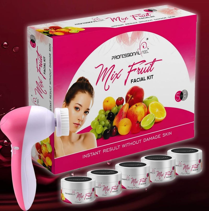 Professional Feel Mix Fruit Facial Kit With Face Massager sp combo Diamond Best Instat Glow Facial Kit Ever in INDIA 250 Gm - Image 1