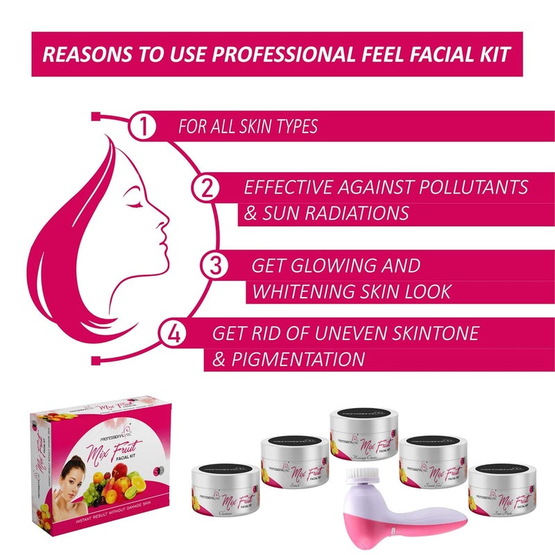 Professional Feel Mix Fruit Facial Kit With Face Massager sp combo Diamond Best Instat Glow Facial Kit Ever in INDIA 250 Gm - Image 2