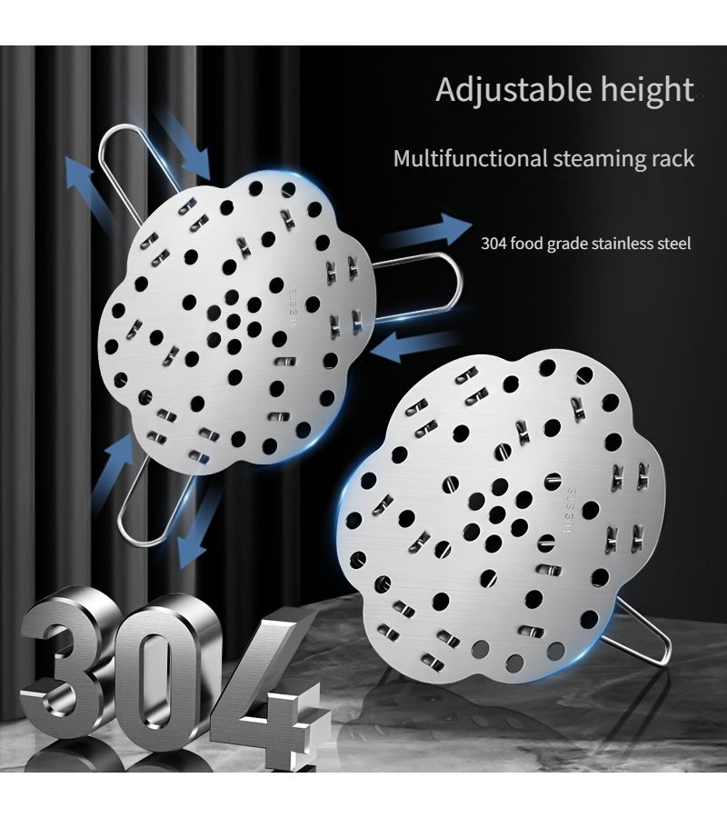 304 Stainless Steel Adjustable Steaming Rack Multifunctional 3 In 1 For Home Kitchen - Image 1