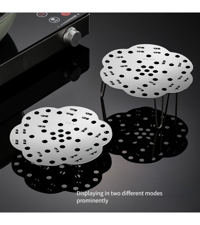 304 Stainless Steel Adjustable Steaming Rack Multifunctional 3 In 1 For Home Kitchen - Image 2