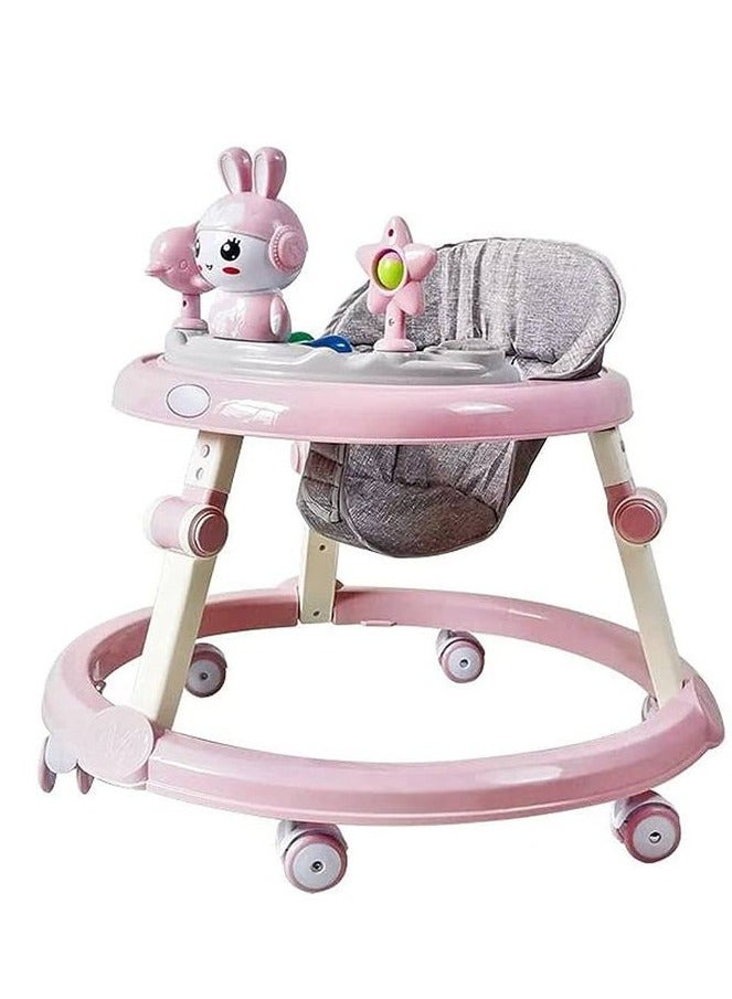Baby Walker Baby Walker With Toys And Music - Baby Walker - For Teaching Children To Walk And Strengthening Leg Muscles - Anti-Rollover And An Ideal Fun Babysitter With A Designated Place For Eating - Pink Color - Image 1