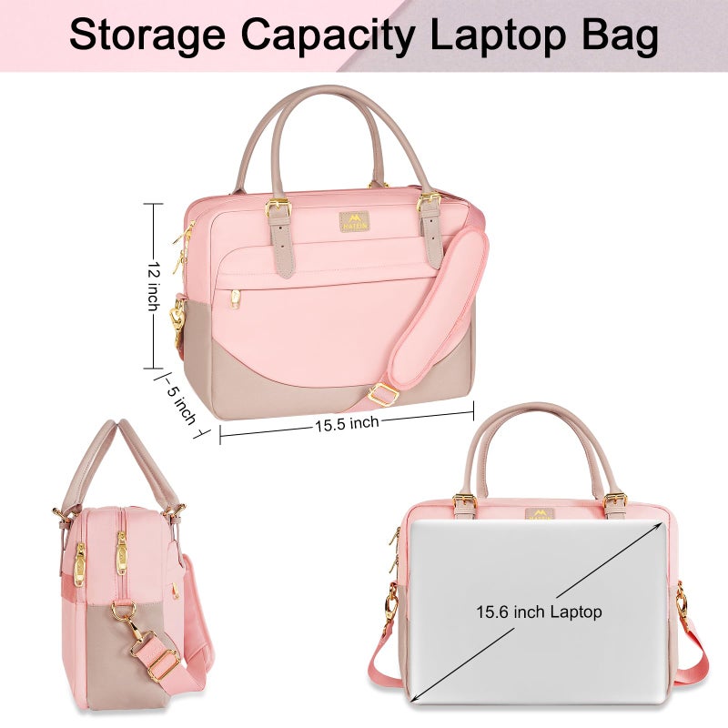 MATEIN Laptop Bag for Women, 15.6 inch Computer Briefcase Sleeve Case, Large Water Resistant Cute Messenger Work Tote Bible Temple Bag Crossbody for Teen Girls School College Office Travel Gifts, Pink - Image 5