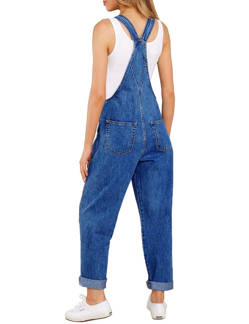 luvamia Women's Casual Adjustable Denim Bib Overalls Jeans Pants Fashion Loose Overall Jumpsuits Classic Blue Size X-Small (Size 0 - Size 2) - Image 2