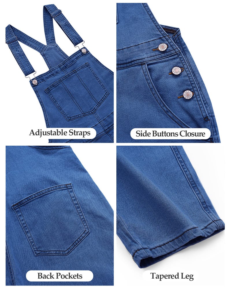 luvamia Women's Casual Adjustable Denim Bib Overalls Jeans Pants Fashion Loose Overall Jumpsuits Classic Blue Size X-Small (Size 0 - Size 2) - Image 4
