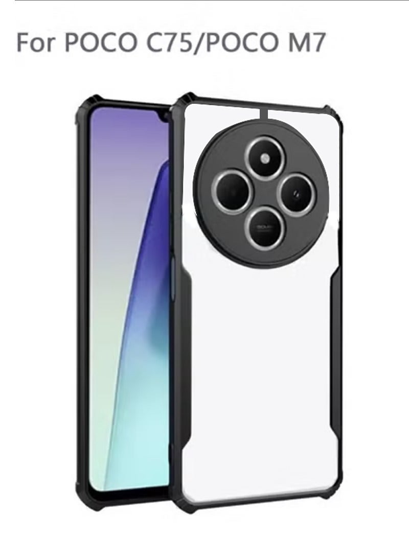 Case Compatible with POCO C75/POCO M7, [Droproof] [Sweat-Proof] [Fingerprint-Proof] Shockproof Protective Case -Black  - Image 1