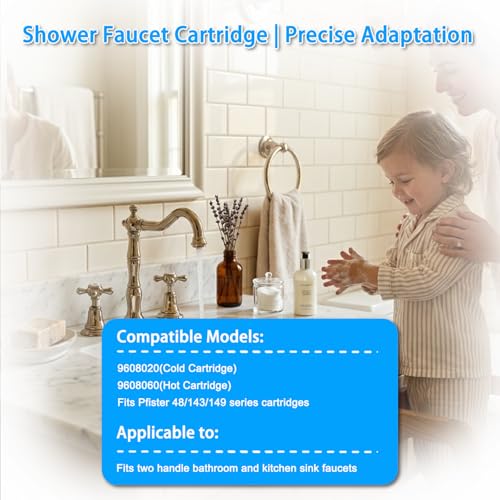 ZephyrJazz Ceramic Stem Disc Faucet Cartridge Replacement Bathroom Tap (1 Pair Hot & Cold) for Pfister 9608020 48/143/149 Series Valve Cartridge 9608060 Hot Valve Cartridge - Image 4