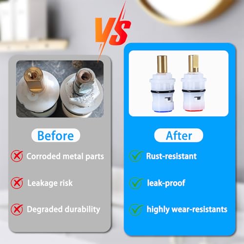 ZephyrJazz Ceramic Stem Disc Faucet Cartridge Replacement Bathroom Tap (1 Pair Hot & Cold) for Pfister 9608020 48/143/149 Series Valve Cartridge 9608060 Hot Valve Cartridge - Image 5