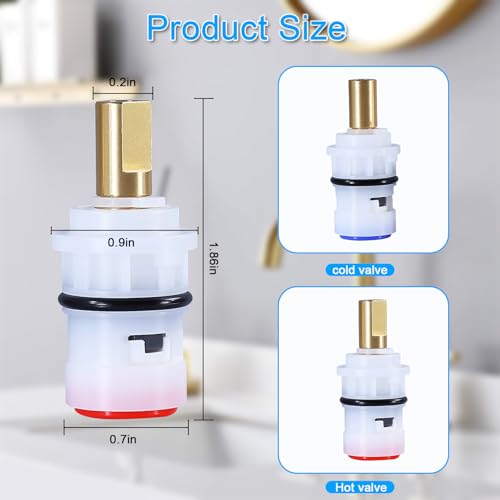 ZephyrJazz Ceramic Stem Disc Faucet Cartridge Replacement Bathroom Tap (1 Pair Hot & Cold) for Pfister 9608020 48/143/149 Series Valve Cartridge 9608060 Hot Valve Cartridge - Image 2