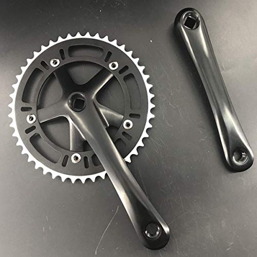 DONSP1986 Crankset Set Single Speed 46T 170mm Crankarms 130 BCD for Mountain Road Bike Fixed Gear Bicycle (Square Taper, Black) (46T, Sprocket) - Image 4