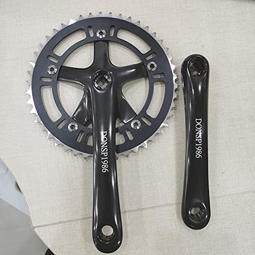 DONSP1986 Crankset Set Single Speed 46T 170mm Crankarms 130 BCD for Mountain Road Bike Fixed Gear Bicycle (Square Taper, Black) (46T, Sprocket) - Image 5
