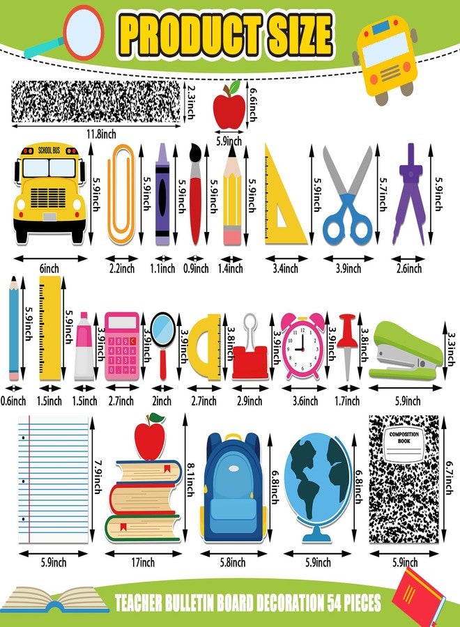 Mooliwe 54 Pcs Composition Notebook Bulletin Board Decorations Set Composition Notebook Classroom Decor Colorful Bulletin Board Cutouts Paper for School Classrooms Party Wall Door Decor - Image 2