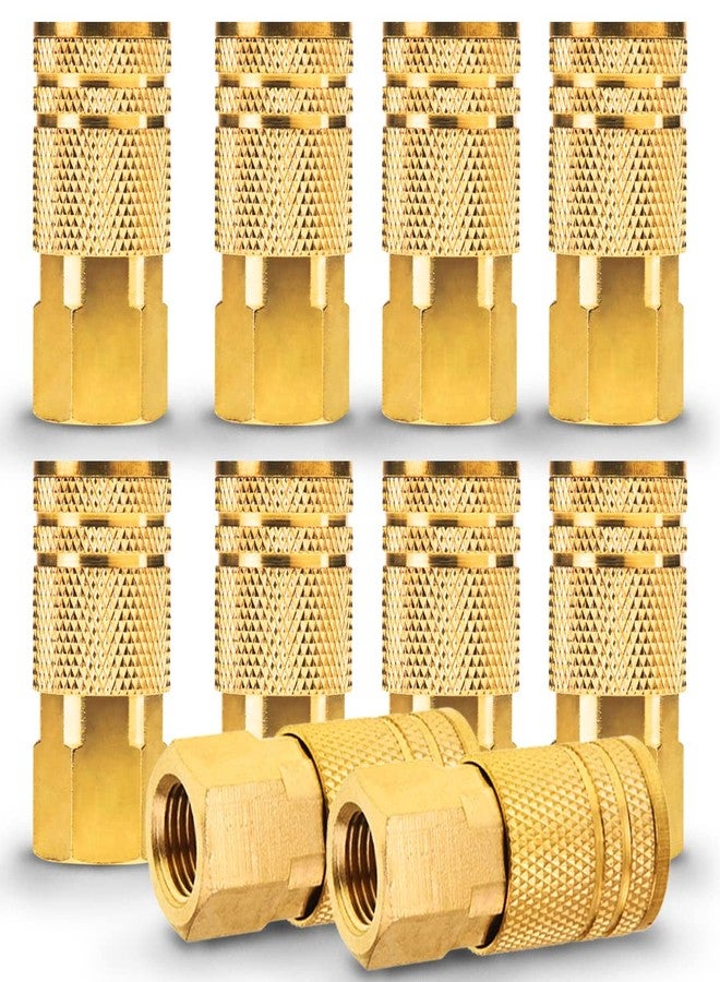 Silginnes Female Air couplers -1/4-Inch NPT Thread Quick Connect Air Coupler Plug Kit - 10-Pack, Air Tools Fittings Set, Air Compressor Accessories Fittings with Brass Finish - Image 1