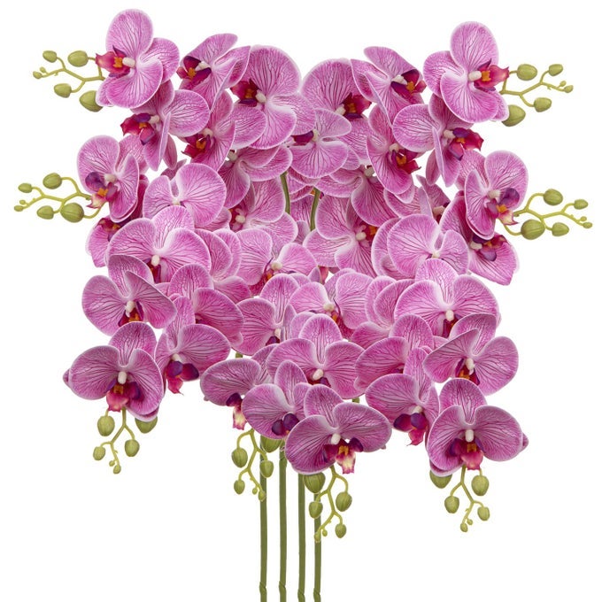 30 INCH FUCHSIA ORCHIDS ARTIFICIAL FLOWERS REAL TOUCH PHALAENOPSIS SPRAY ARTIFICIAL ORCHID STEMS WITH 12 FLOWERS FAKE MOTH TALL FAUX FLOWERS ARRANGEMENT FOR HOME DECOR PARTY WEDDING DECORATION