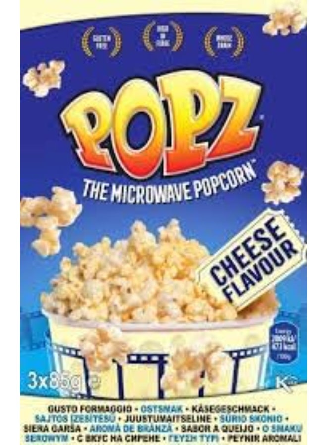 Popz Microwave Popcorn, Delicious Cheese Flavour, Quick & Easy Snack - Image 1