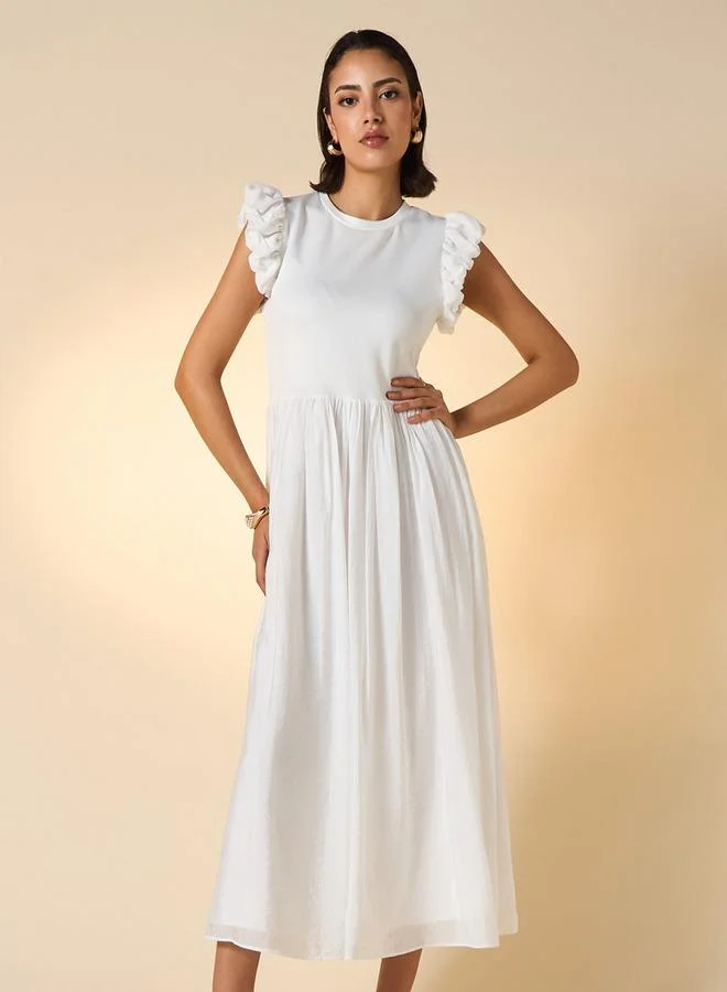 2Xtremz 2Xtremz Ruffle Detail Sleeveless Dress with Crew Neck