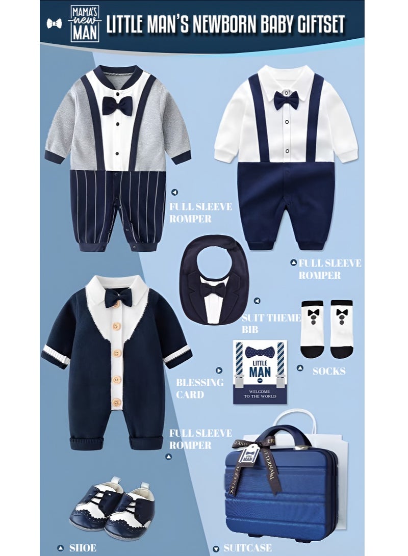 Newborn Baby Luxury Giftset for Boys in Premium Suitcase with Jumpsuits 9 in 1 - Image 2