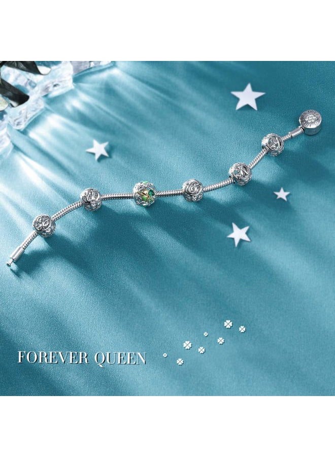 Forever Queen سحر الحرف الأول A-Z سحر الأبجدية سحر متدلي لسوار قلادة باندورا، فضة استرلينية 925 خرزات CZ سحر مجوهرات مخصصة هدية للرجال والنساء والفتيات في عيد الميلاد وعيد الحب (B) - Image 2