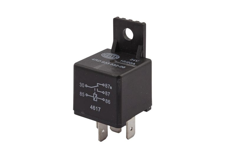 HELLA 4RD 933 332-061 Relay, main current - 24V - 5-pin connector - with holder - Image 1