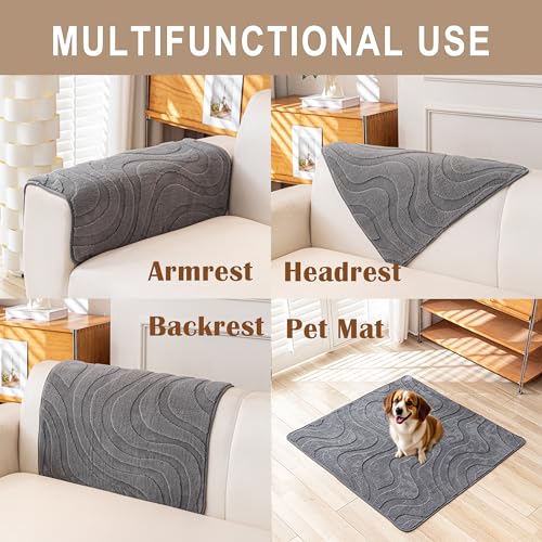 KaviKon Couch Cover Sofa Covers Washable, Velvet Fleece Sofa Slipcovers for 3 Cushion Couch, Non-Slip Furniture Protector for Dog Pet, L Shaped Recliner Sectional Couch Cover Grey,36"X71"(Only 1 Pcs) - Image 3