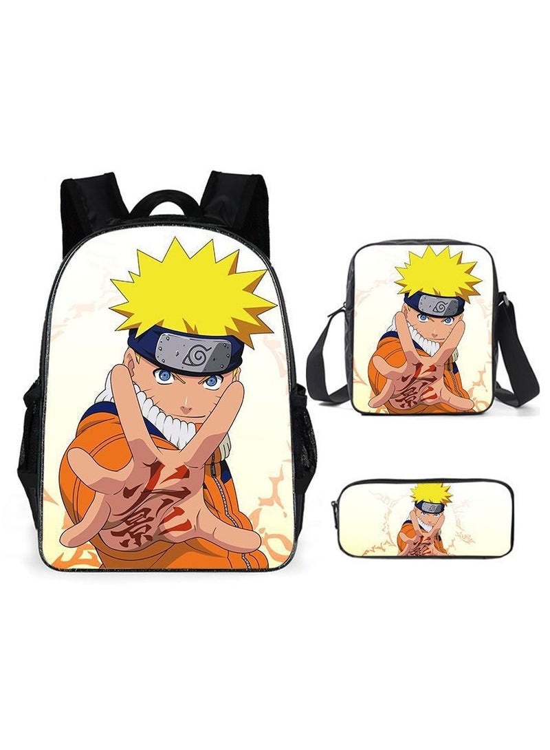 Naruto Cartoon Anime Student Backpack Three-Piece Set 29*42*16cm
