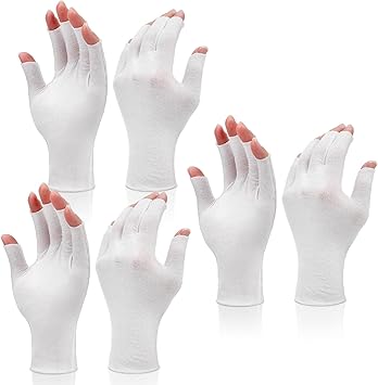 Grevosea 3 Pairs Cotton Gloves Touchscreen 100 White Cotton Moisturizing Gloves for Dry Hands Fingerless Design for Sleeping Eczema Spa Treatment Overnight Hydration Unisex Size - Image 1