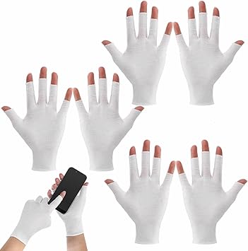 Grevosea 3 Pairs Cotton Gloves Touchscreen 100 White Cotton Moisturizing Gloves for Dry Hands Fingerless Design for Sleeping Eczema Spa Treatment Overnight Hydration Unisex Size - Image 3