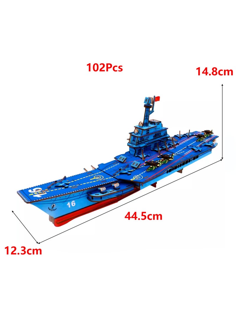 Children's 3D Wooden Model Puzzle Military Building Block Assembly Toys(Liaoning 102Pcs) - Image 2