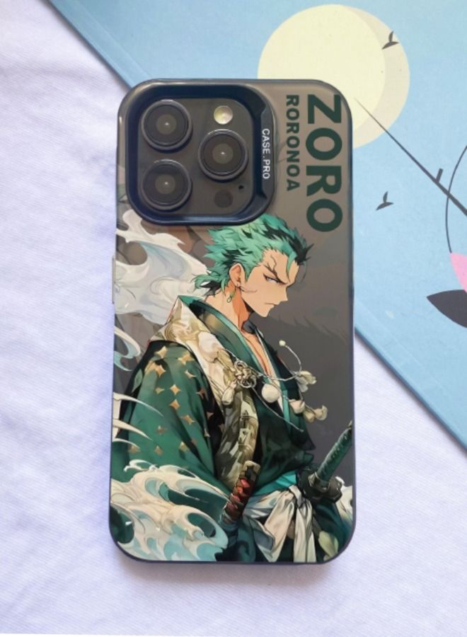 iPhone 15 Pro Max Protective Case, PC Hard Phone Case with Anime One Piece Zoro pattern, Anti-Scratch Shockproof Protective UV Painting iPhone 15 Pro Max Case for Women Men 