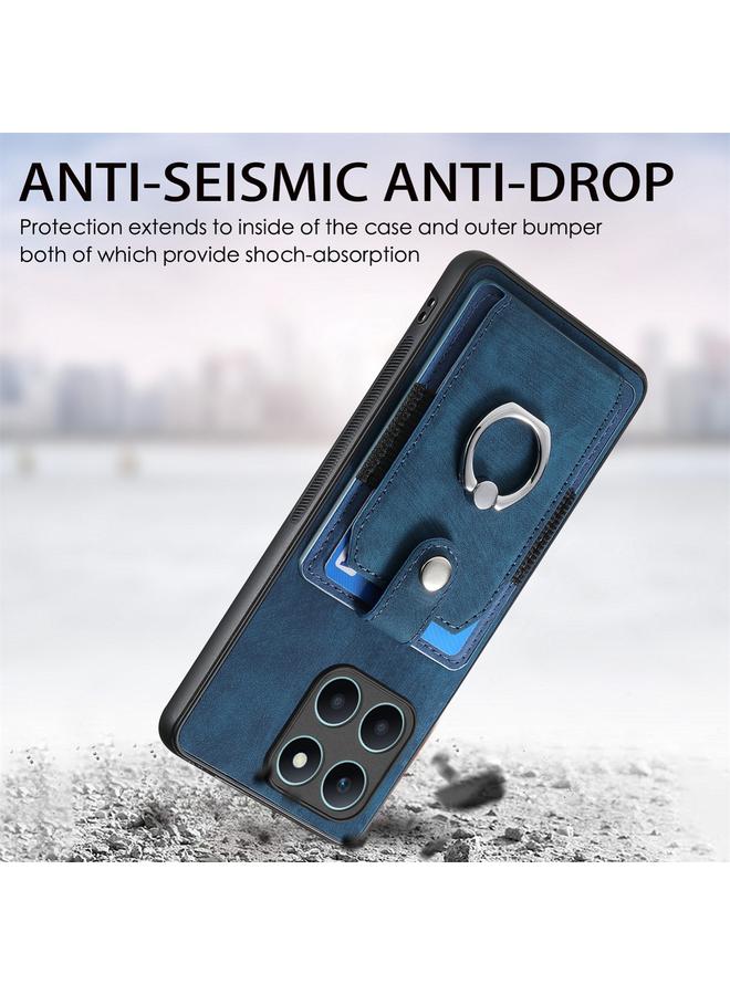 S-TOP Case For Honor X6a Retro Skin-feel Ring Card Wallet Phone Case - Image 2