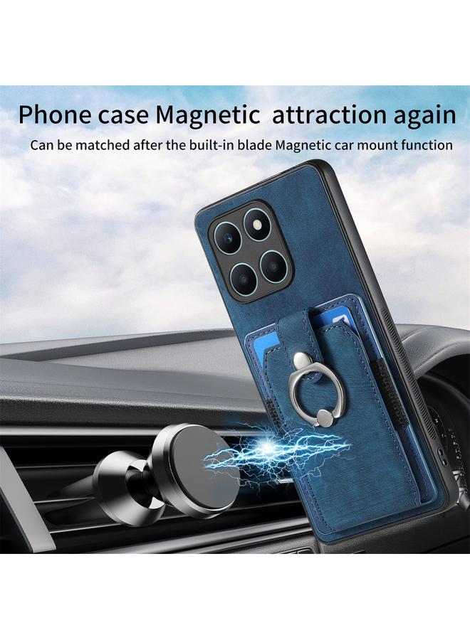 S-TOP Case For Honor X6a Retro Skin-feel Ring Card Wallet Phone Case - Image 4