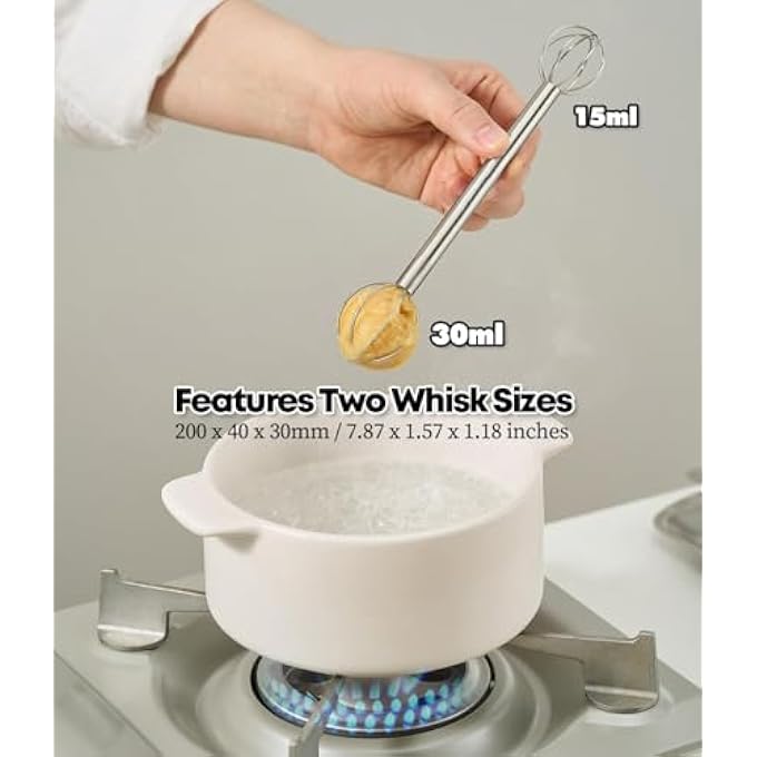 SWIUKPHE Stainless Steel DoubleEnded Mini Whisk Stick With Engraved Measurements  Ideal For Mixing Miso Paste Sauces And Small Batches Of Batter 15Ml  30Ml - Image 5