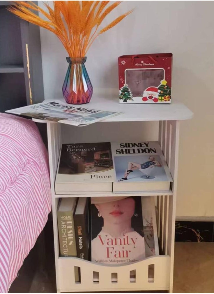 TPGP - End Table, Cute Nightstands Small Tables for Small Spaces, White Coffee Bedside Storage Shelf for Office, Living Room, Bedroom - Image 1