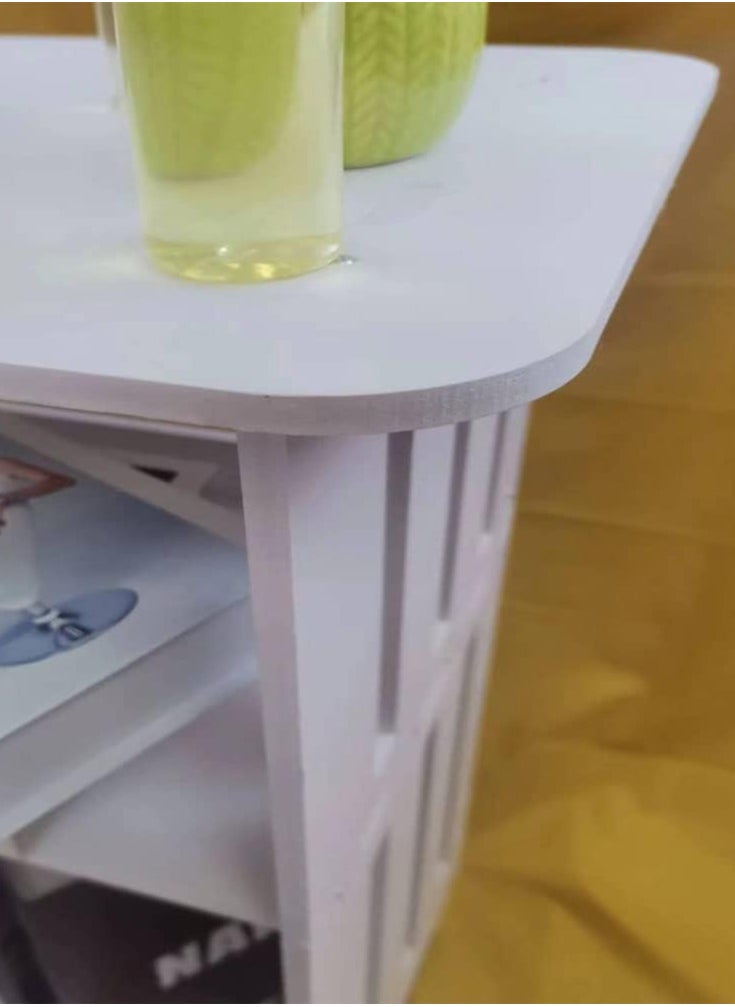 Generic End Table, Cute Nightstands Small Tables for Small Spaces, White Coffee Bedside Storage Shelf for Office, Living Room, Bedroom  - Image 3
