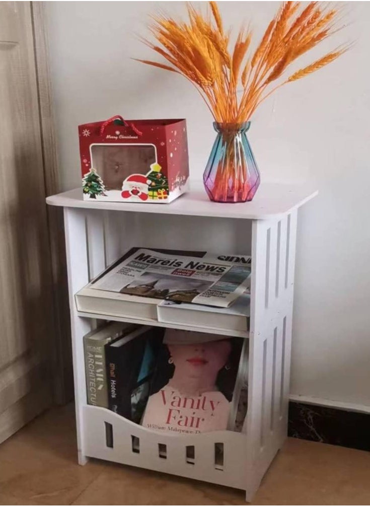 Generic End Table, Cute Nightstands Small Tables for Small Spaces, White Coffee Bedside Storage Shelf for Office, Living Room, Bedroom  - Image 4