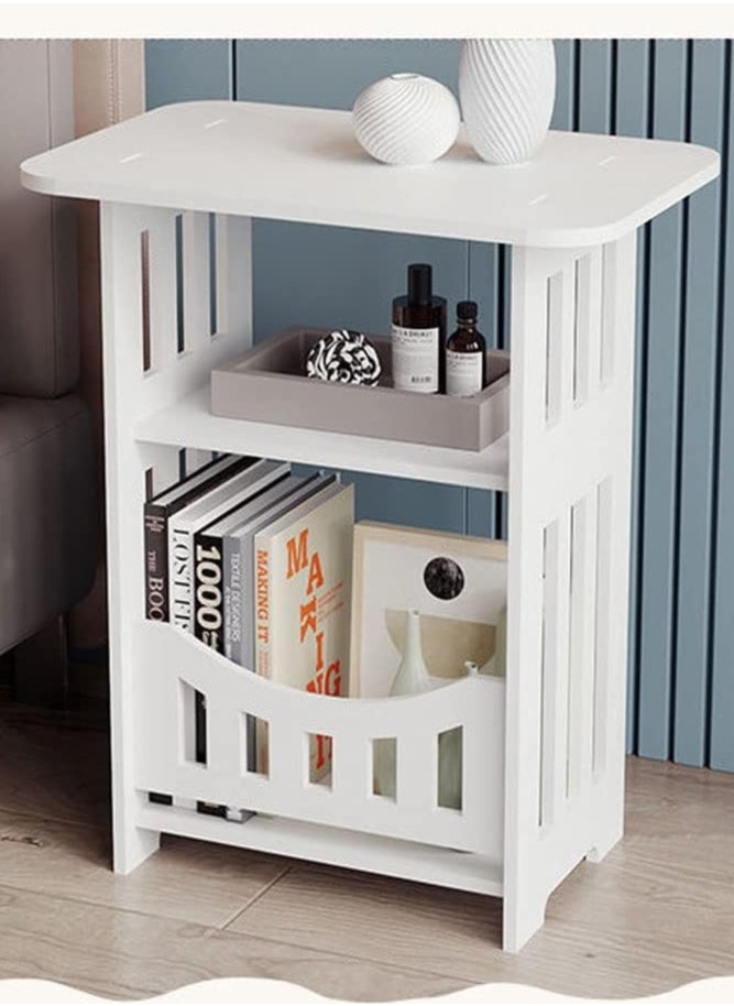 Generic End Table, Cute Nightstands Small Tables for Small Spaces, White Coffee Bedside Storage Shelf for Office, Living Room, Bedroom  - Image 5