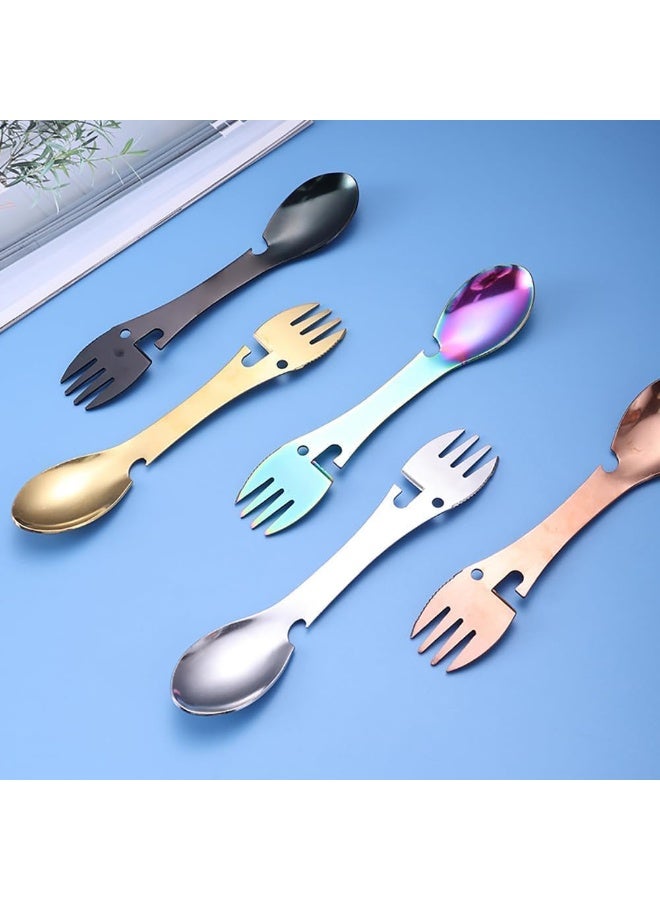 MySouqEg Store - Gold Stainless Steel Spork – 3-in-1 Multi-Function Camping Utensil 1pcs 17cm*3.5cm - Image 4
