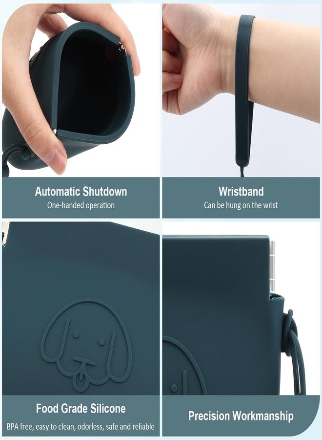 WALLFID Silicone Dog Treat Pouch, Auto Closure, with Pet Training Clicker, Walking Bag for Dog and Cat, Pocket Size, Easy to Clean, Odorless, Travel Walking Bag (Dark Green) - Image 4