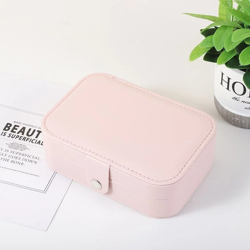 Chavin Pink Leather Travel Ring Earring Necklace Jewelry Box ST1-65PM