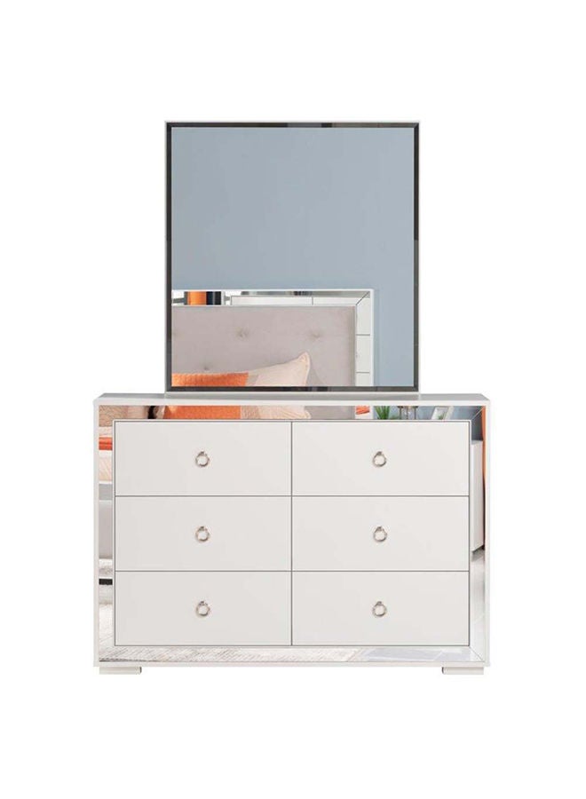 DANUBE HOME Ezekiel Dresser | Dressing Table | Vanity Table | Makeup Table  With Mirror White/Silver 115x81x40 cm  - Image 1