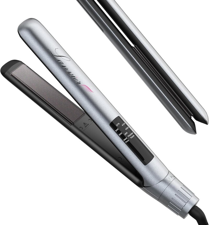 LANVIER Hair Straightener Flat Iron 2 in 1 Hair Straightener and Curler Nano Silver Tourmaline Titanium Ceramic Flat Iron 15s Fast Heating Rotating Temp Dial Smart LED Dual Voltage Hair Styler