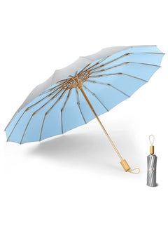 KASTWAVE Sun Rain Compact Umbrella, UPF 50+ UV Protection 16 Fibreglass Ribs Super Windproof Folding Umbrella Parasol, Sun Blocking Travel Golf UV Umbrella  - Image 1