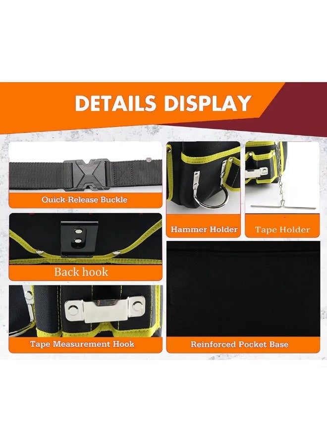 RVETEE Tool Belt Bag with Back Hook for Tool Pouch Electrician Tools Organizer - Image 3