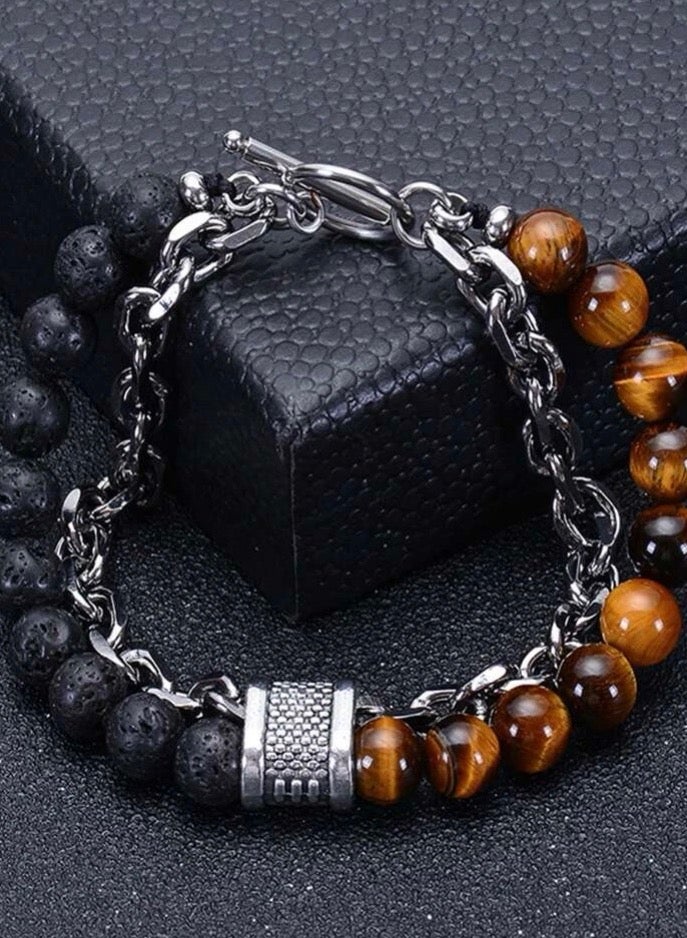 JewelryLand Bracelet For Men Made Of Beads And Stones - Image 2