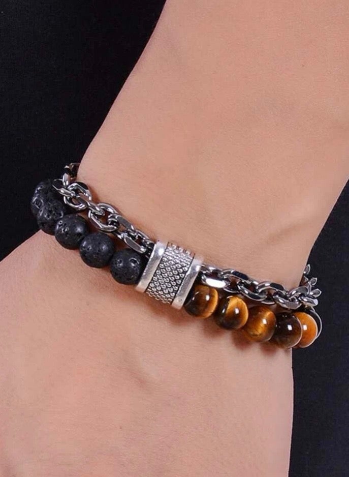 JewelryLand Bracelet For Men Made Of Beads And Stones - Image 1