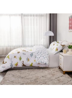 FAMYO Famyo 4pc Bedding Set King Size 250 TC Fitted Bedsheet Comforter Cover 2 Pillow Covers for Kids Duvet Bedding Set Cute Dino Park  - Image 4