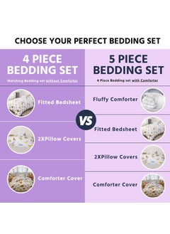 FAMYO Famyo 4pc Bedding Set King Size 250 TC Fitted Bedsheet Comforter Cover 2 Pillow Covers for Kids Duvet Bedding Set Cute Dino Park  - Image 2
