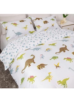 FAMYO Famyo 4pc Bedding Set King Size 250 TC Fitted Bedsheet Comforter Cover 2 Pillow Covers for Kids Duvet Bedding Set Cute Dino Park  - Image 5